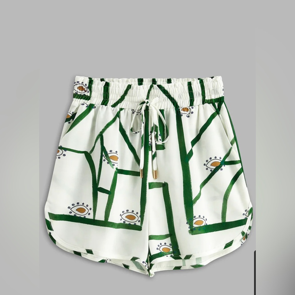 Commense White Green Printed Women’s Shorts